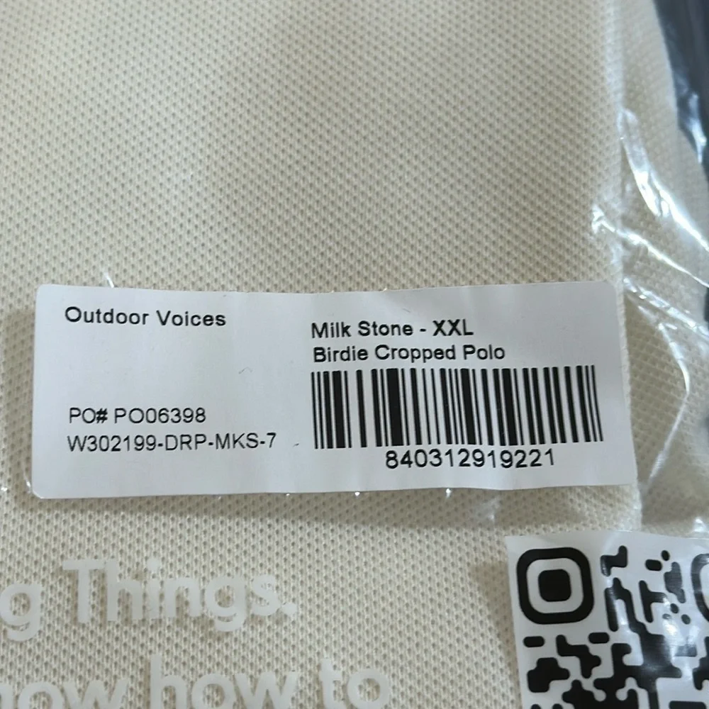 Outdoor Voices Birdie Cropped Polo‎ Women's XXL Milk Stone NWT - Picture 11 of 13